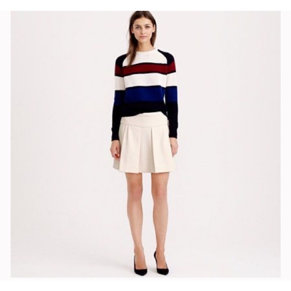 J.Crew Box Pleat Crepe Mini Skirt NWT in Teal Caravan Blue - Size 2 - Picture 2 of 10